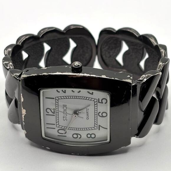 Black Studio Time Cuff Watch - Picture 3 of 4